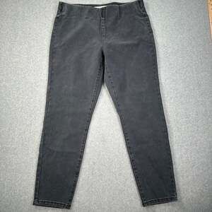Soft Surroundings Women's Large Black Denim Pull On Pants Elastic Waist Straight
